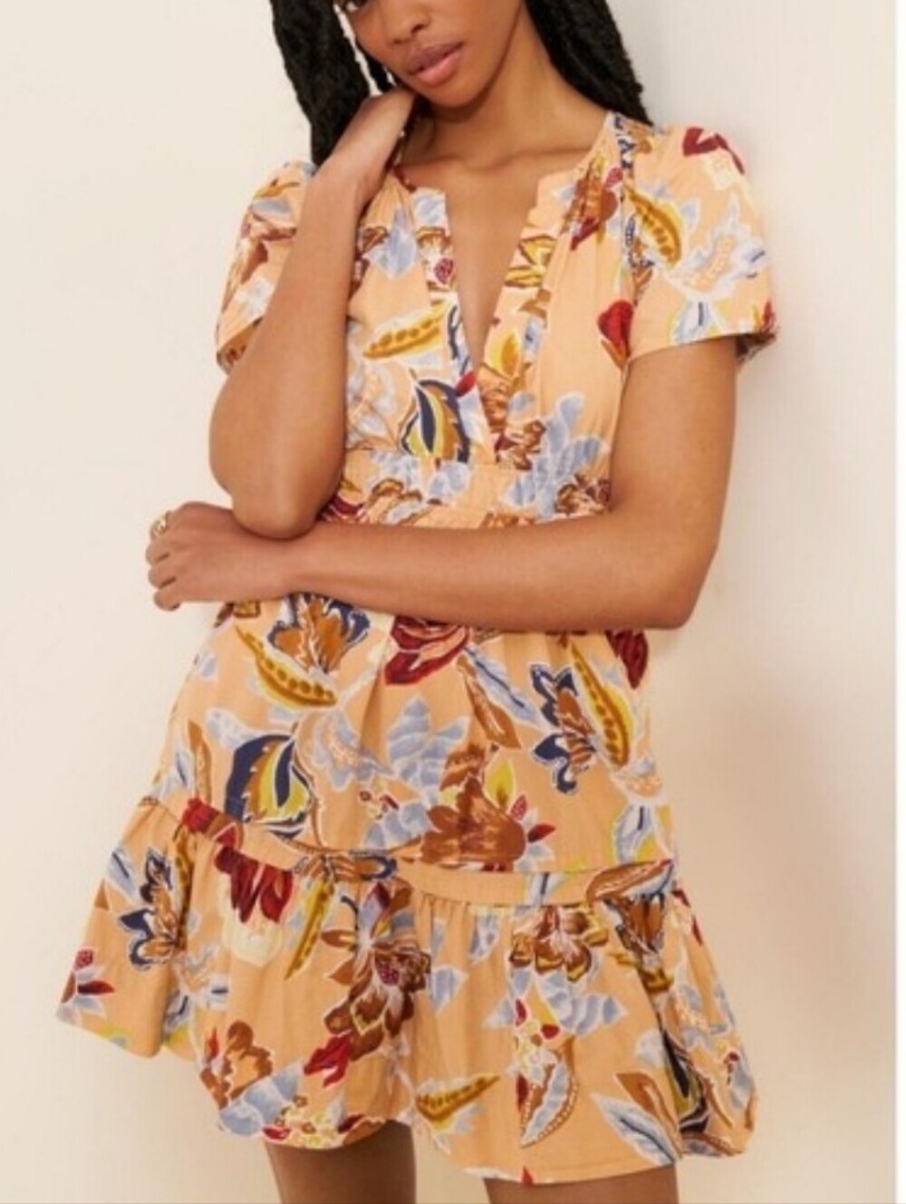 Anthropologie-Somerset Floral Tiered Mini Dress-Size 1X